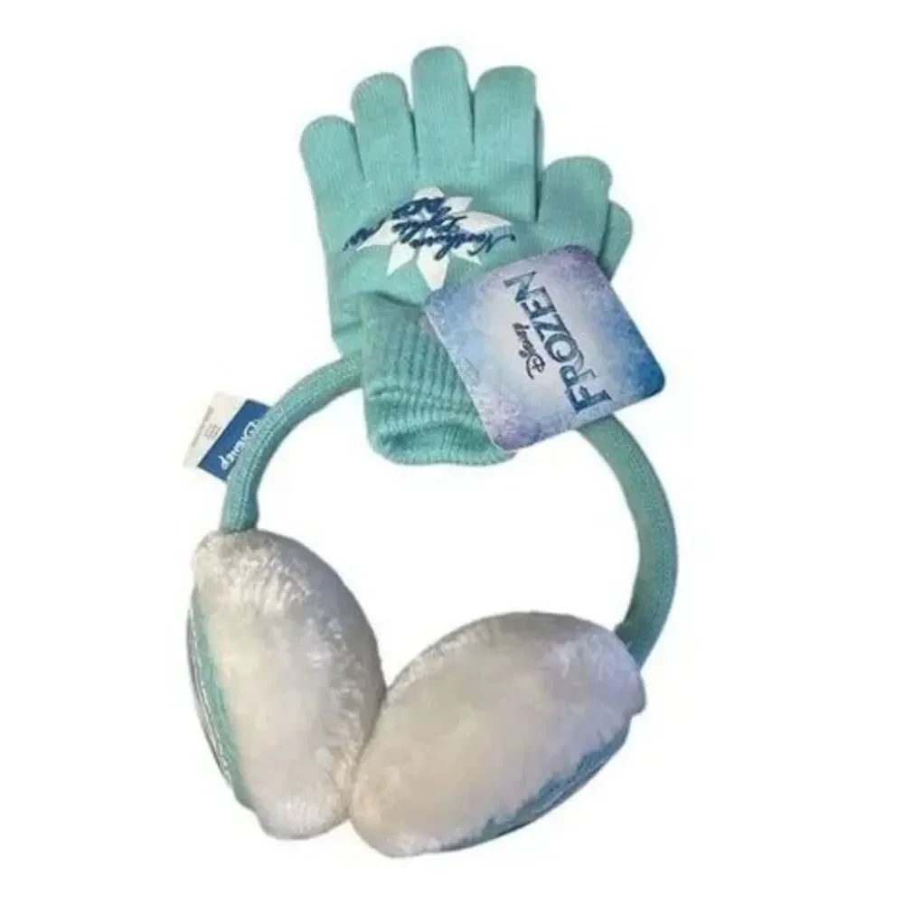 Disney Frozen Northern Lights Aglow Earmuff Gloves Set Elsa Anna Girls Winter